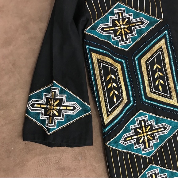 H&M Uniquely Embellished Tribal Embroidered Blazer - Picture 8 of 16